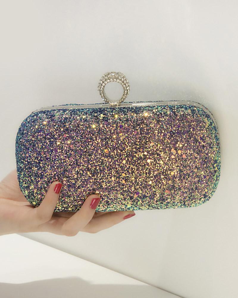 

Full Sequins Ring Clutch Purse Evening Bag, Multicolor