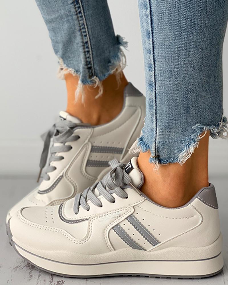 

Colorblock Lace-up Lined Casual Sneaker, Gray