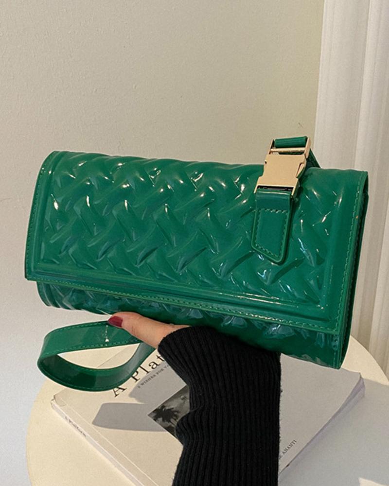 

Quilted Flap Rectangular Shoulder Bag, Green