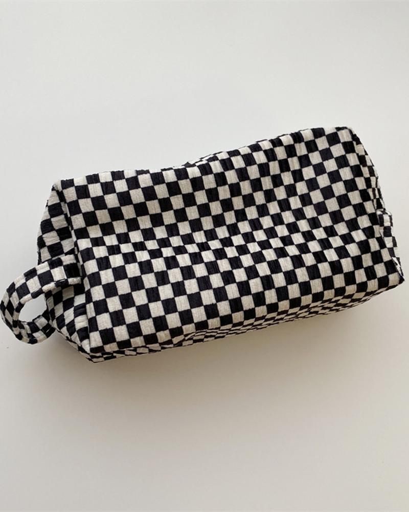 

Plaid Zipper Change Purse Toiletry Bag Accessories Organizer Storage Handbag Girls Pencil Case, Style3