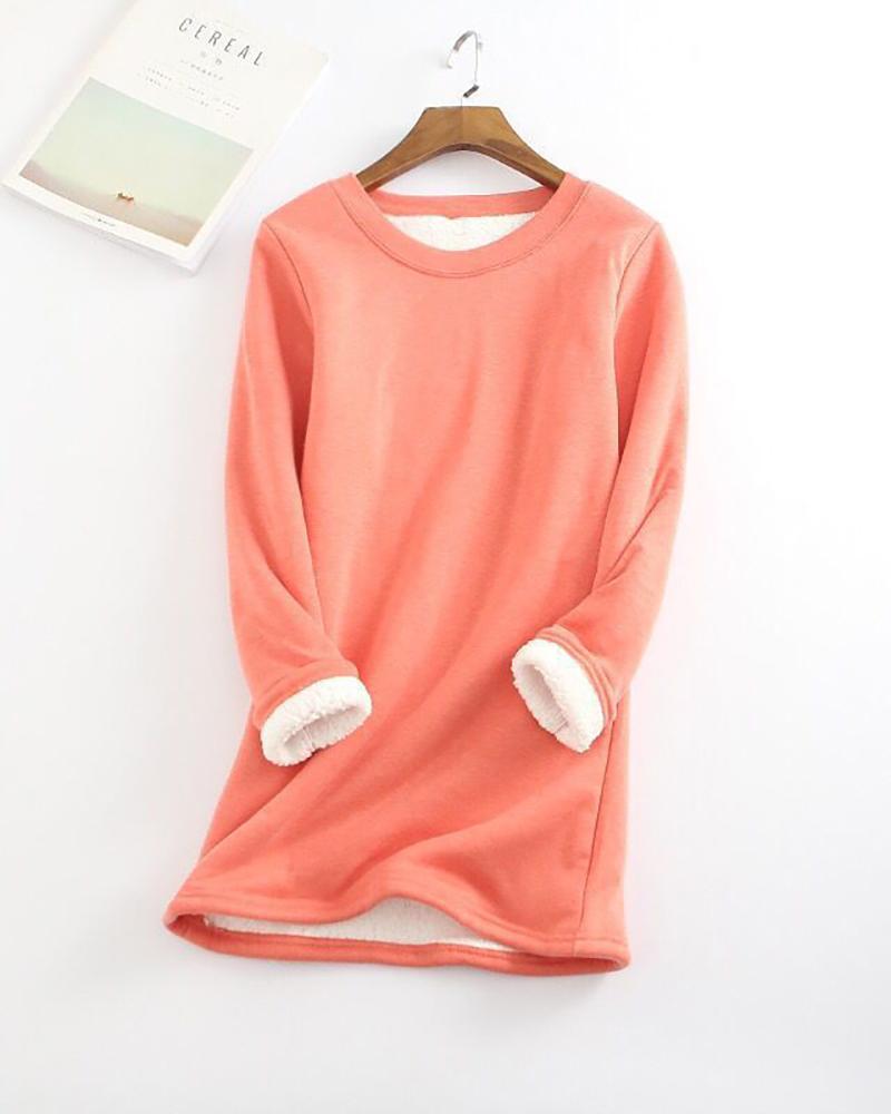 

Plain Super Thick Long Sleeve Top, Wine red