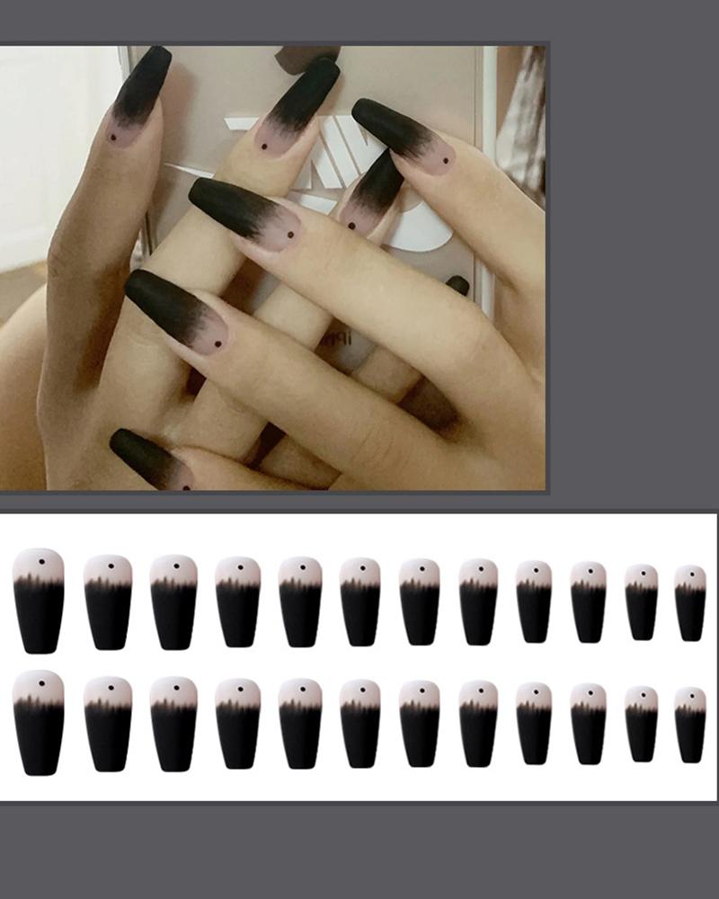 

24pcs Daisy Floral Press On Fake Coffin Nails Set With Glue, Style7