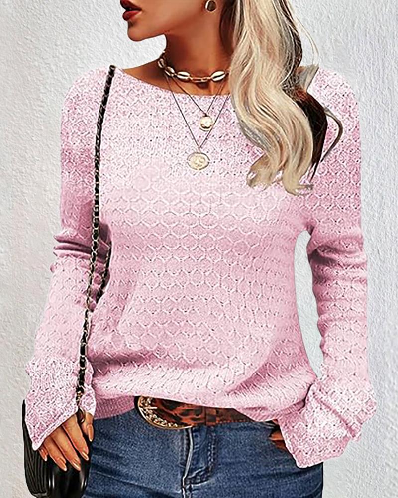 

Round Neck Long Sleeve Knit Sweater, Pink