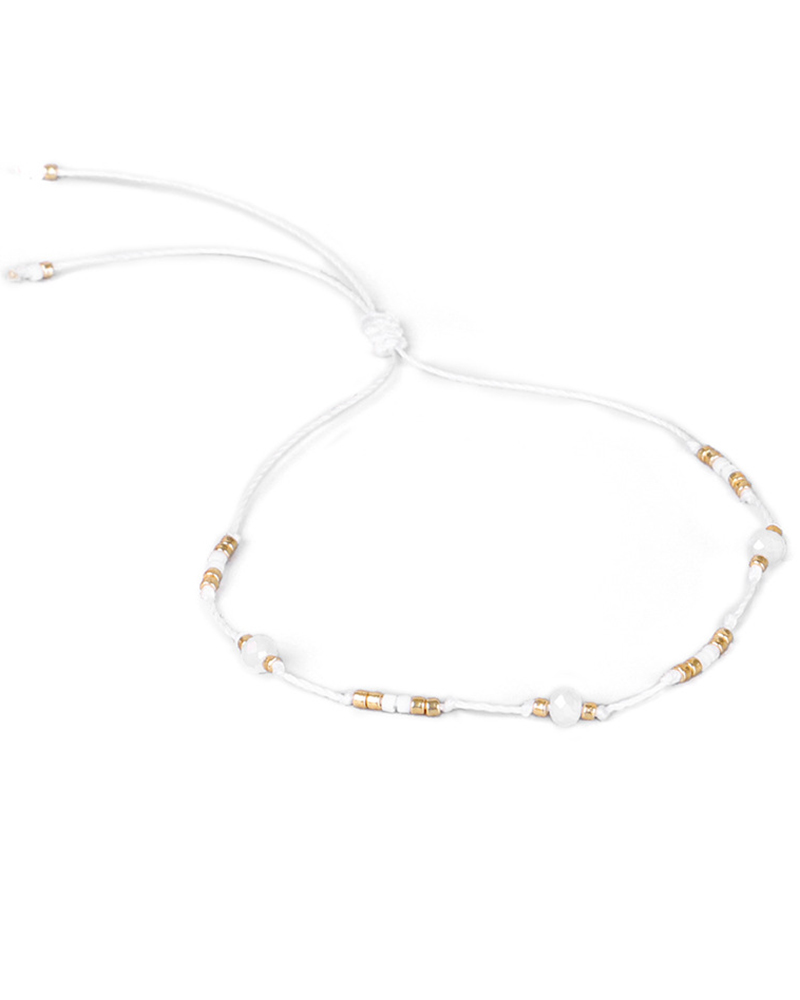

Bohemian Colorful Clan Beaded Anklet, White