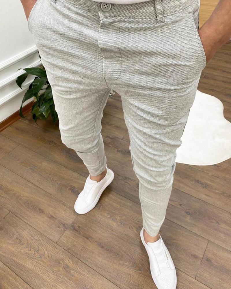 

Casual Solid Color Skinny Suit Pants, Light gray
