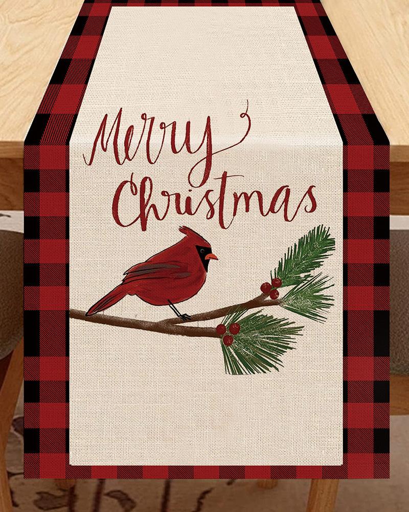 

Christmas Table Runner Linen Winter Holiday Xmas Theme Tablecloth, Style6
