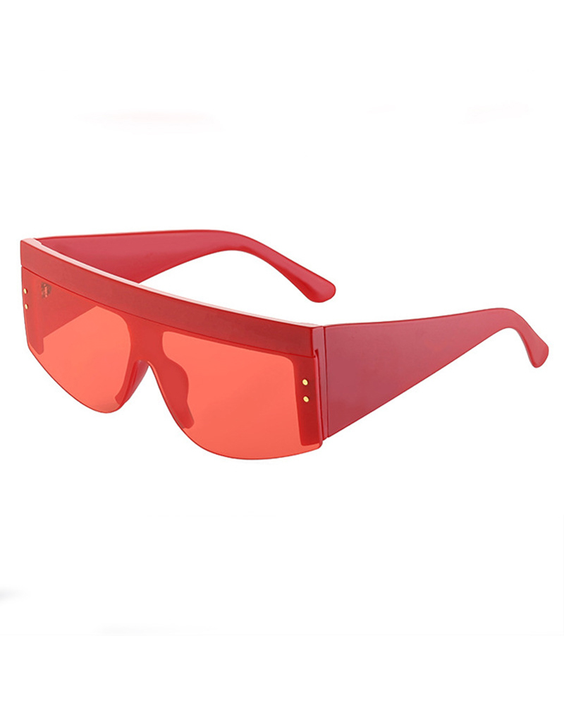

1Pair Flat Top Tinted Fashion Sunglasses, Red