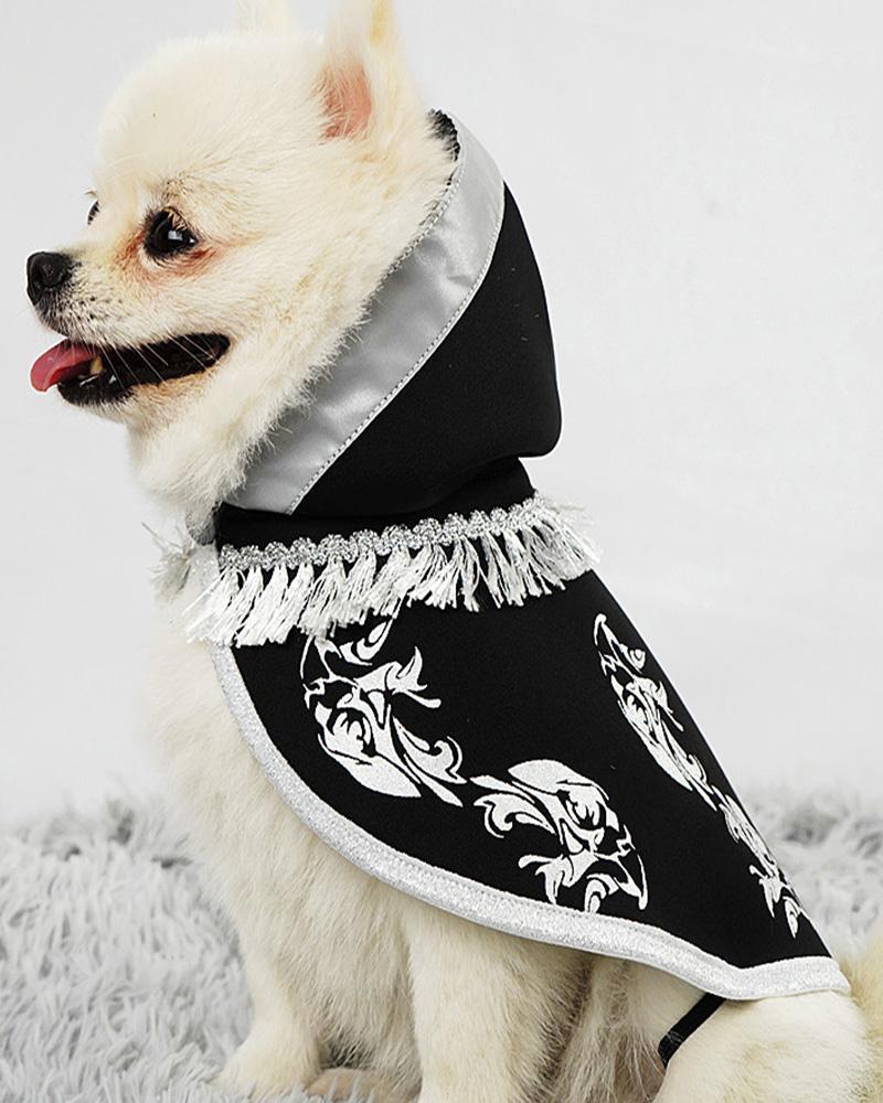 

Halloween Pet Wizard Demon Hooded Cape Costume for Cat Dog Magic Cloak Christmas Funny Cute Cool Clothes Cosplay Accessories, Black