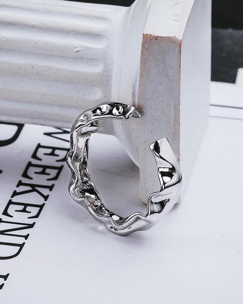 

Hip-hop Solid Color Titanium Steel Rings, Silver