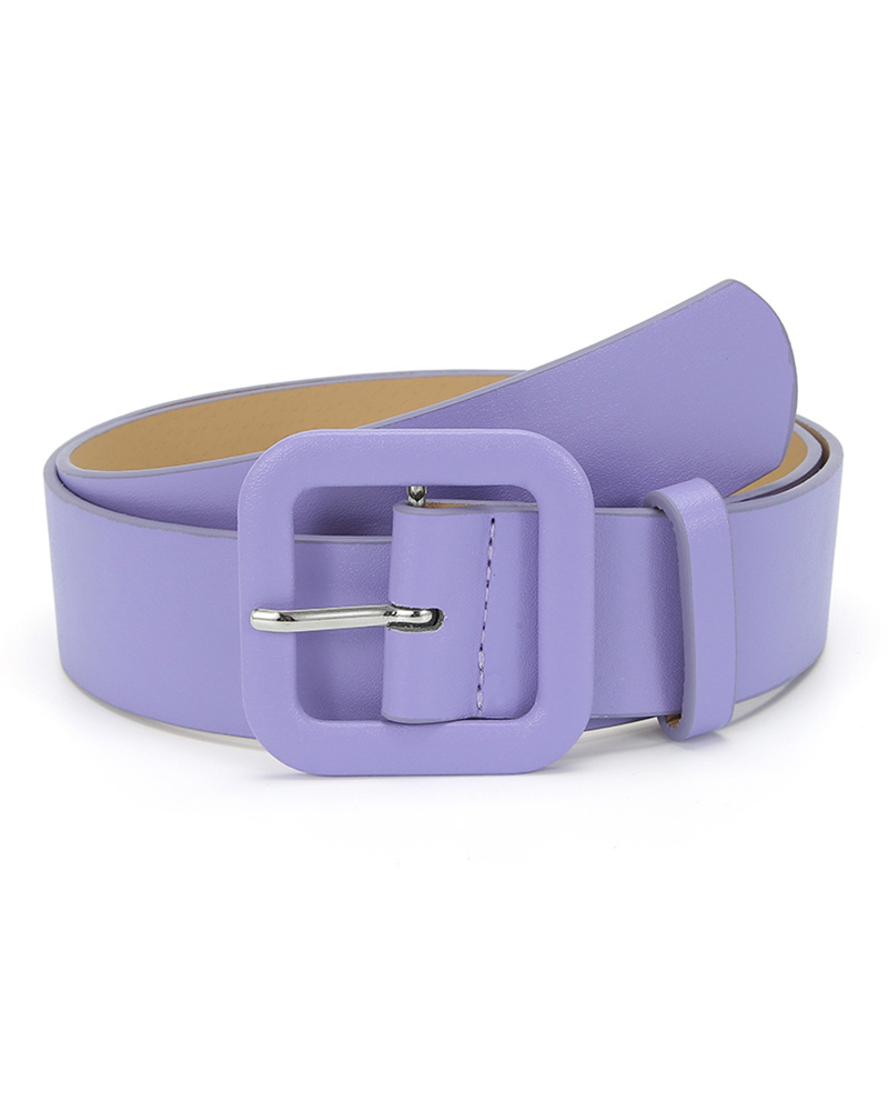 

1pc Pastel Color Square Buckle Belt, Purple
