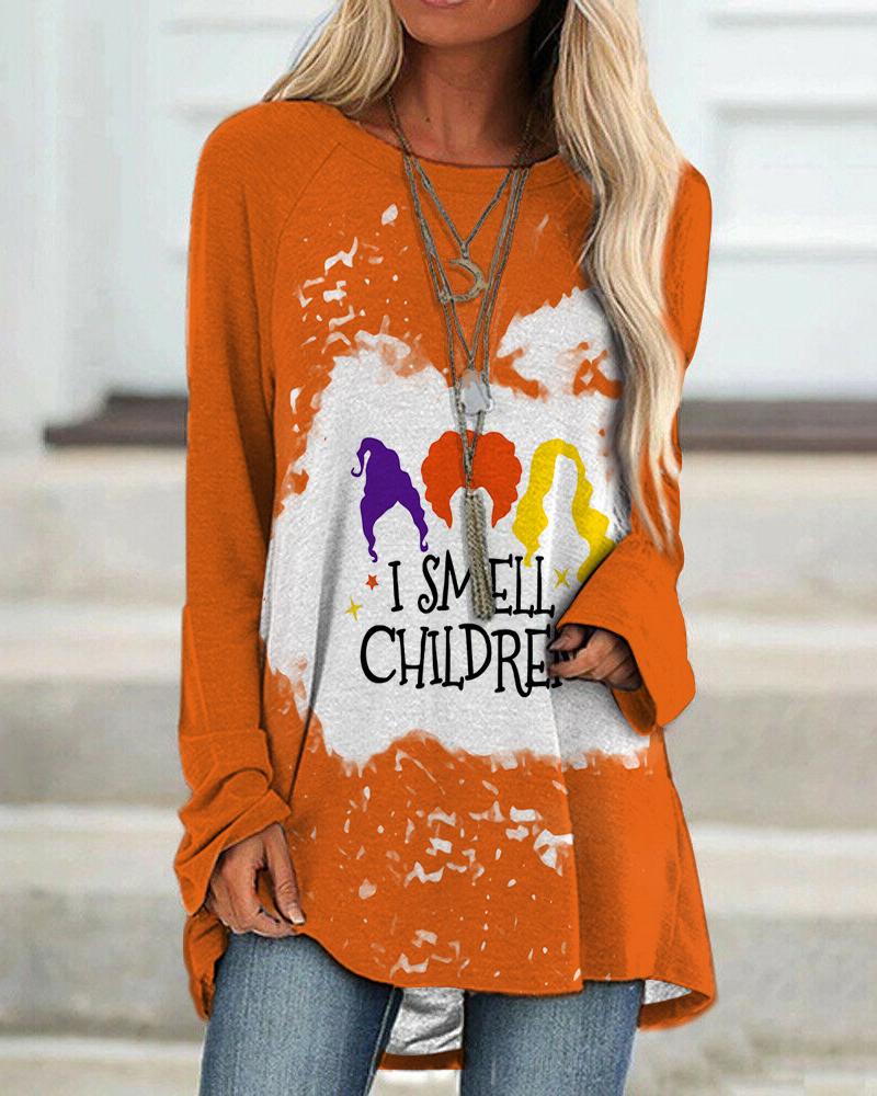 

Halloween Graphic Print Long Sleeve Top, Orange