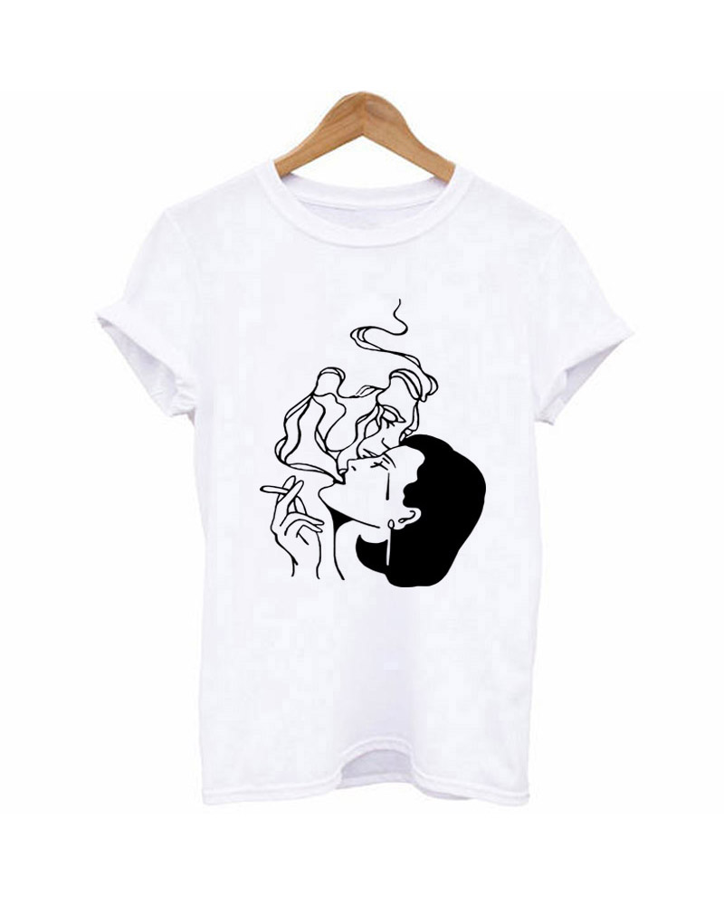 

Casual Print Cigarette T-shirt, White
