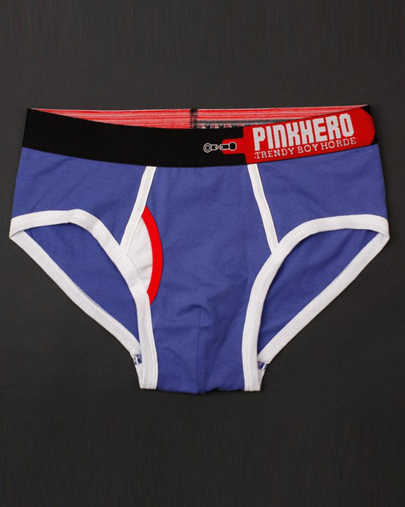 

Color Border Skinny Letter Banded Briefs Underwear, Dark blue