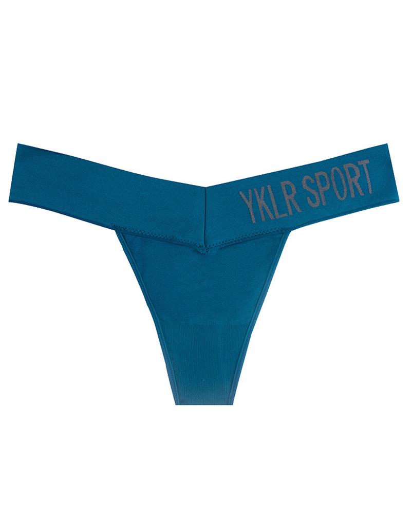 

Letter Print Low Waist Thong Panty, Blue