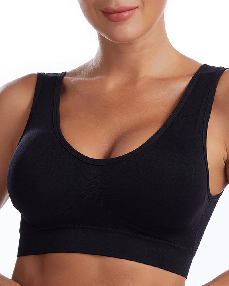 

Seamless Low Impact Wireless Lift Workout Sports Yoga Bra, Black