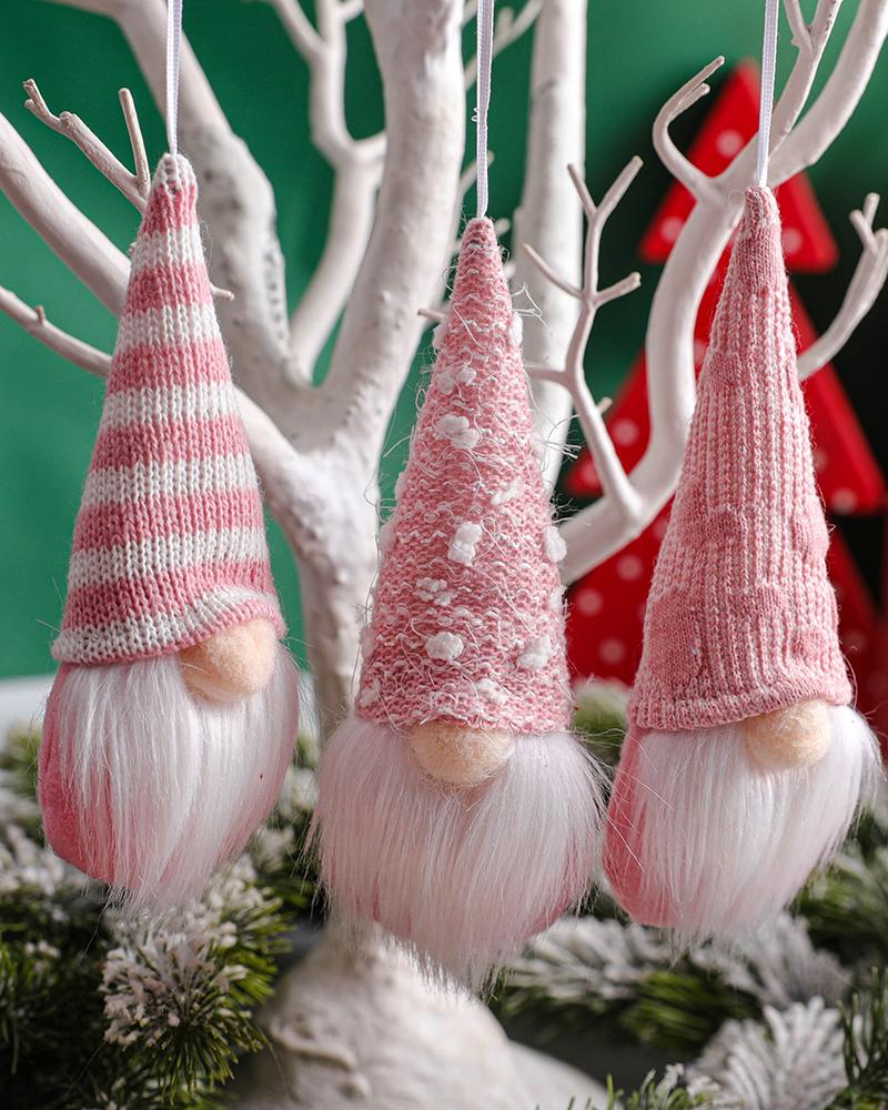 

3PCS Gnome Rudolph Doll Christmas Faceless Doll Home Party Desktop Ornaments, Pink