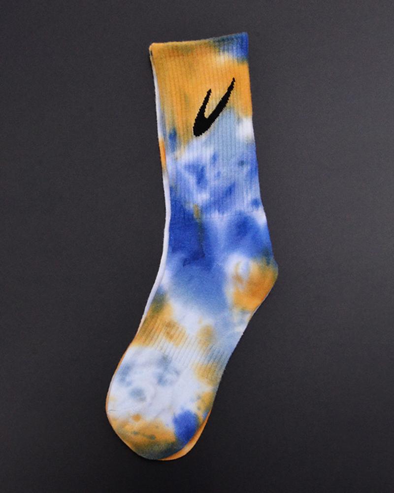 

Tie Dye Print Check Mark Pattern Sporty Socks, Style3