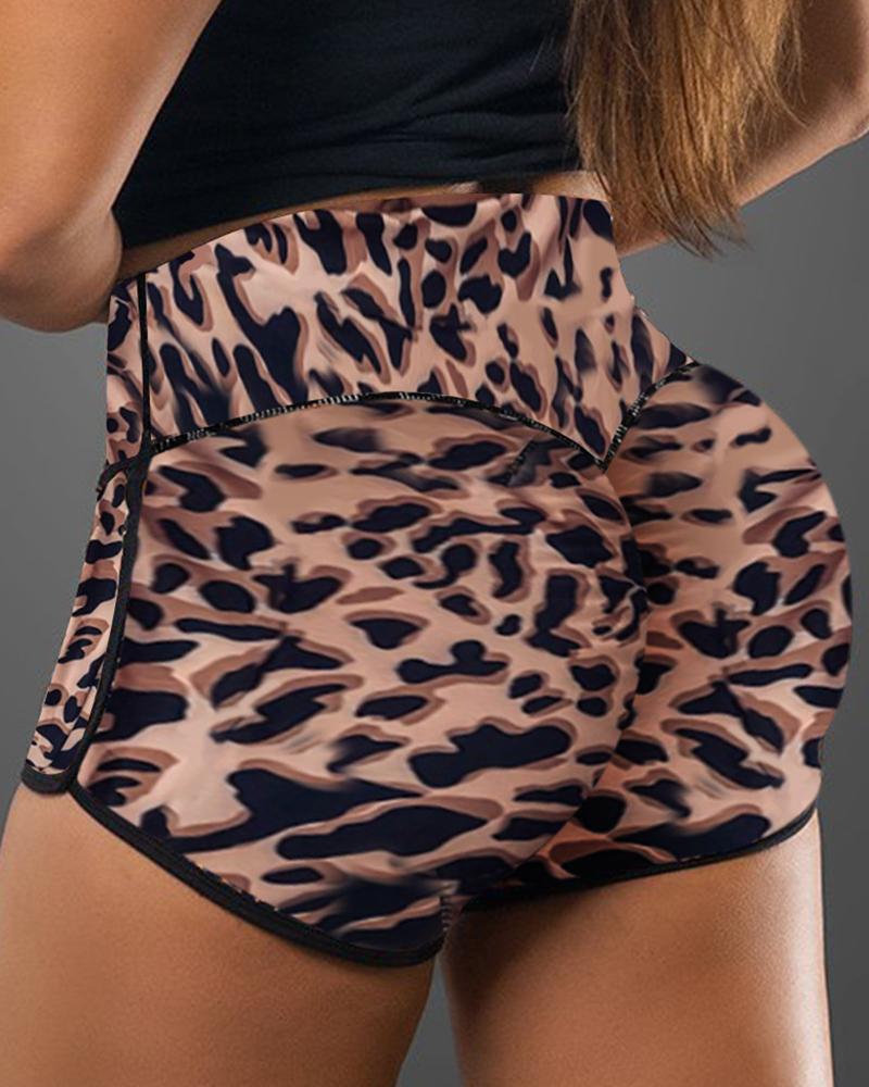 

Leopard Print Skinny High Waist Shorts, Style2