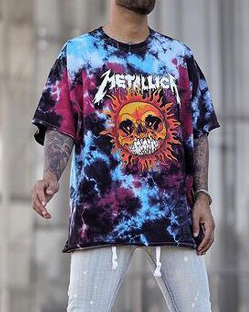 

Tie Dye Cartoon Print Short Sleeve T-shirt, Multicolor