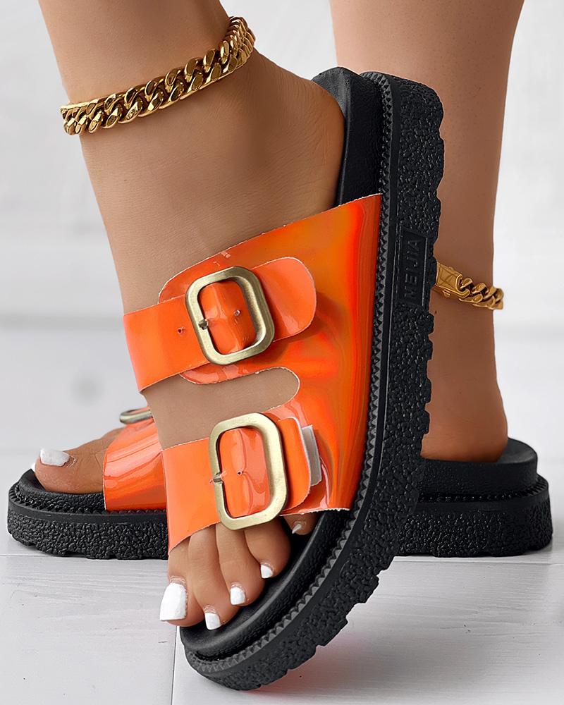 

Buckled Double Strap Slippers Outdoor Sandals, Orange