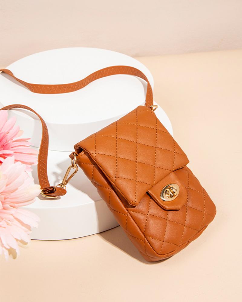 

Quilted Twist Lock Shoulder Bag, Orange
