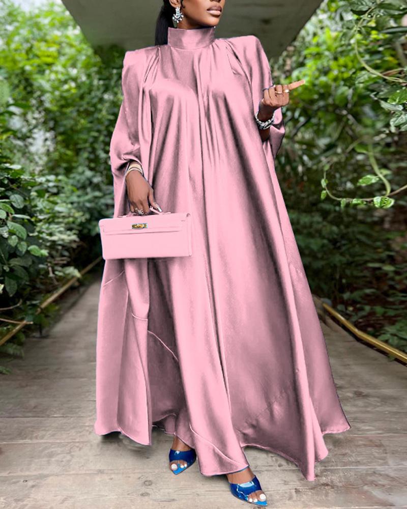 

Plain High Neck Muslim Maxi Dress, Pink