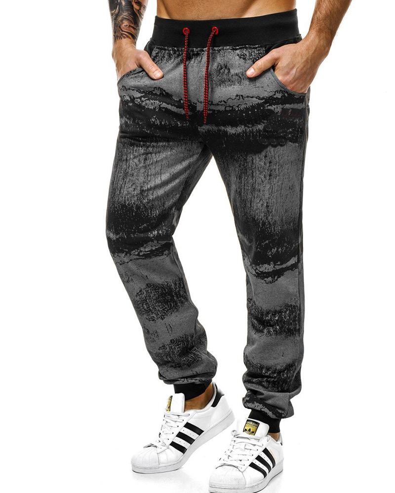 

All Over Print Drawstring Jogger Pants, Dark grey