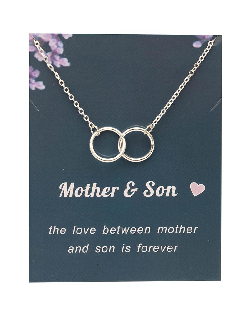 

1pc Mother's Day Gift Double Ring Pendent Necklace, Silver