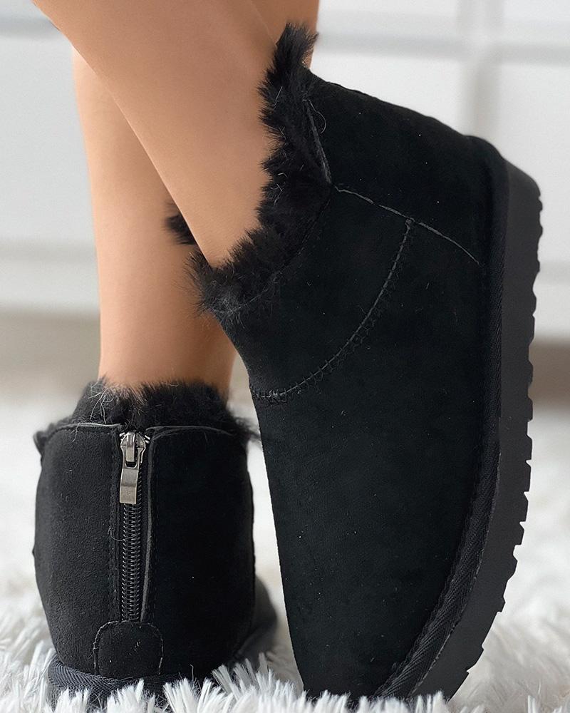 

Zip Back Lined Snow Boots, Black