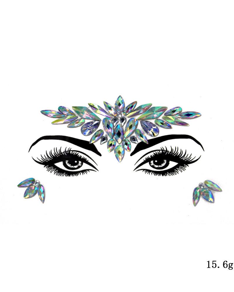 

1sheet Waterproof Rhinestone Face Gems Temporary Tattoo Stickers, Style2