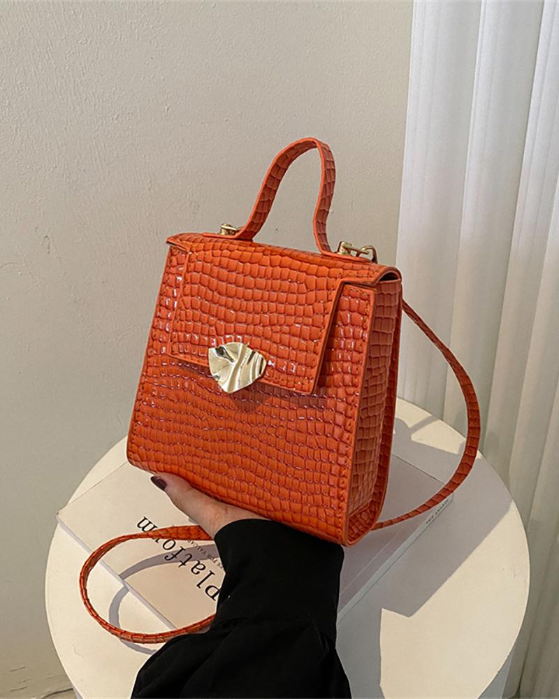 

Crocodile Top Handle Crossbody Bag, Orange