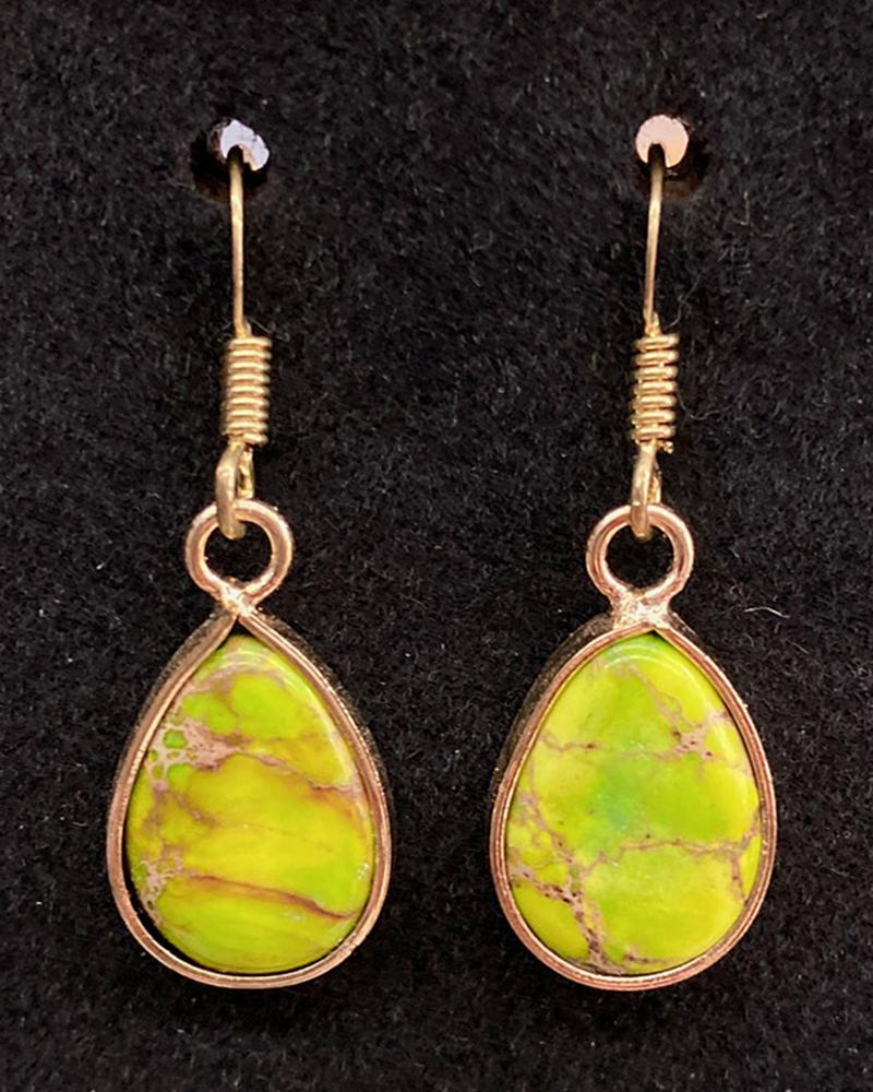 

1Pair Bohemian Natural Stone Water Drop Earrings, Yellow