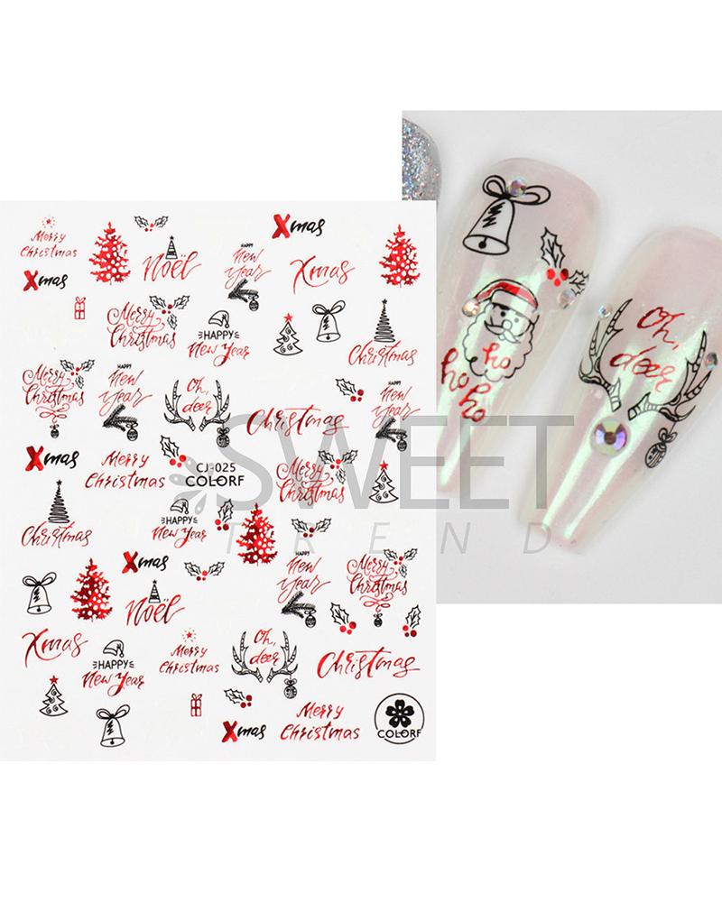 

1 Sheet 3D Christmas Gift Snowflake Santa Nail Art Stickers, Style7