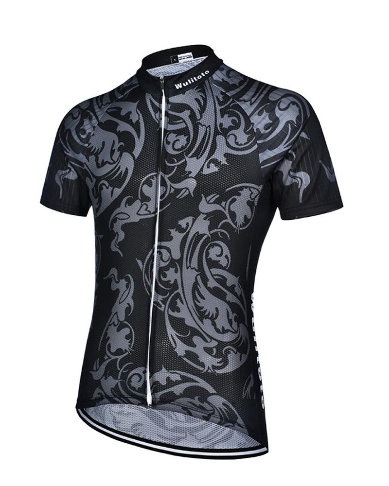 

Multicolor Patterns Print Short Sleeve Speed Dry T-shirts, Black