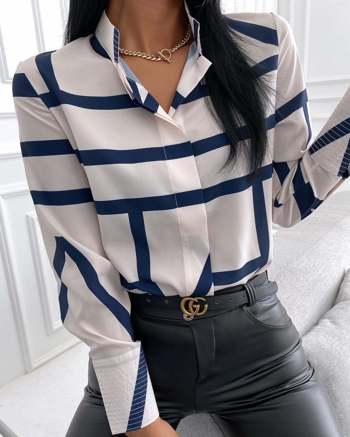 

Striped Long Sleeve Casual Shirt, Multicolor