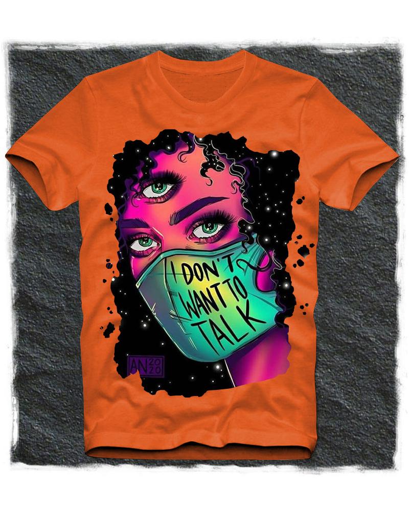 

Figure Print Short Sleeve Loose T-shirts, Orange