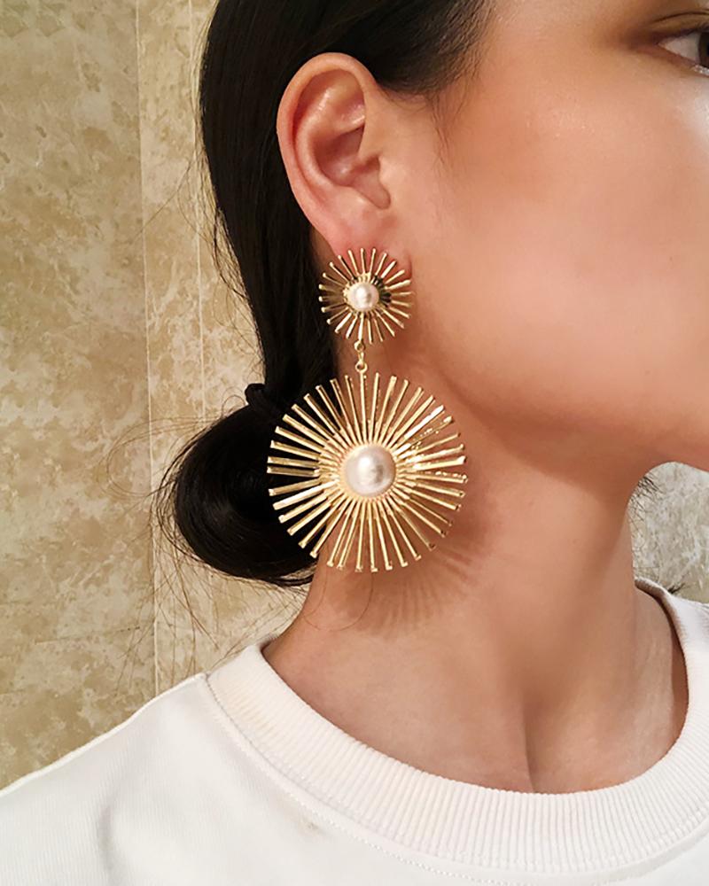 

Pearls Geometric Shaped Drop Earrings, Gold