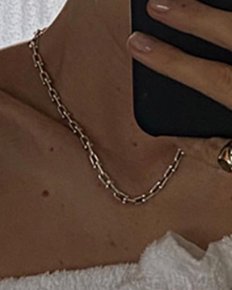 

1pc Minimalist Hollow Chain Necklace, Silver