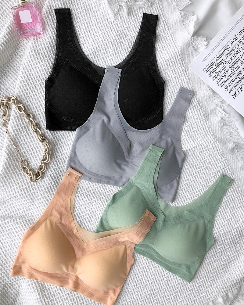 

V Neck Seamless Push Up Sleeveless Bralette, Nude