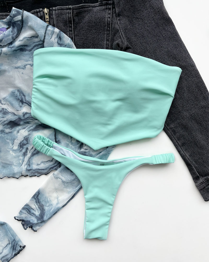

Bandeau Cutout Back Bikini Set, Green