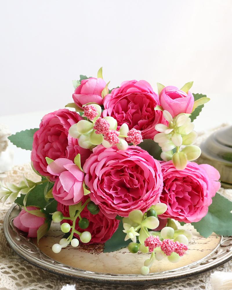

Artificial Peonies Flowers Faux Peony Bouquet Outdoor Flower Arrangement Wedding Table Centerpiece Decorations, Hot pink