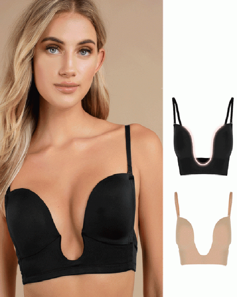 

Push Up Low Back Plunge Convertible Bra, Black
