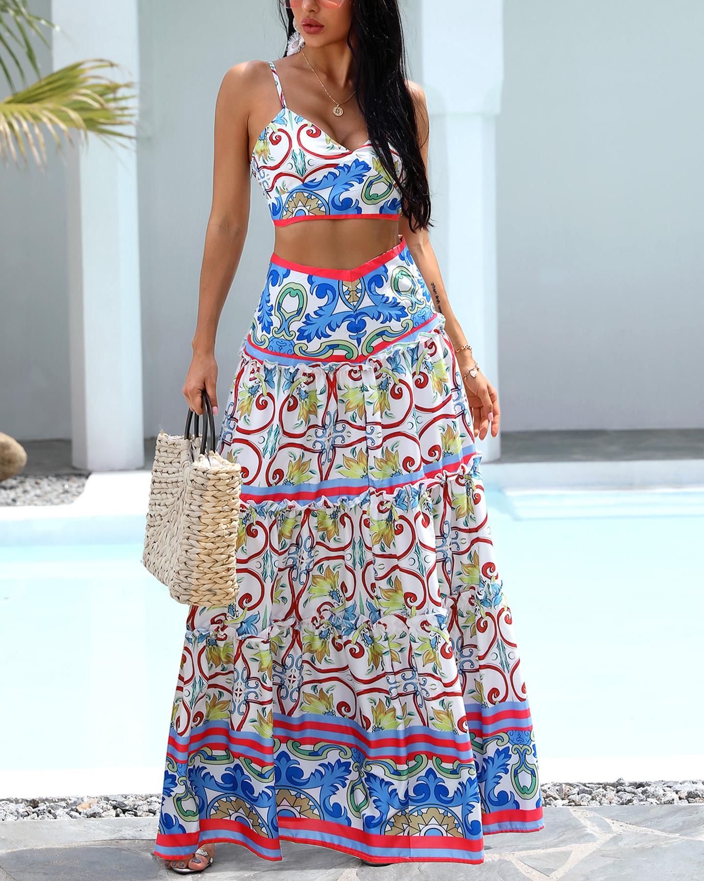 

Boho Floral Two-Piece Set, Multicolor