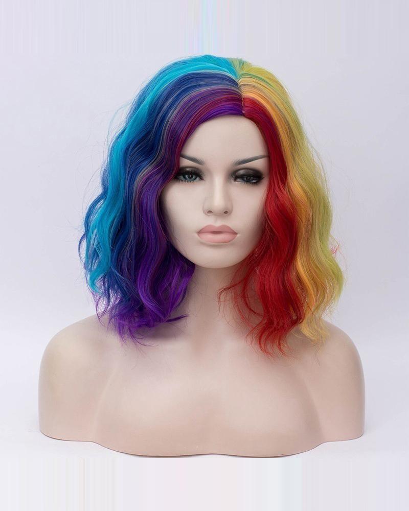 

Short Curly Hair Wig Shoulder Length Natural Looking Synthetic Wavy Bob Wigs Halloween Party Cosplay Wigs, Style3