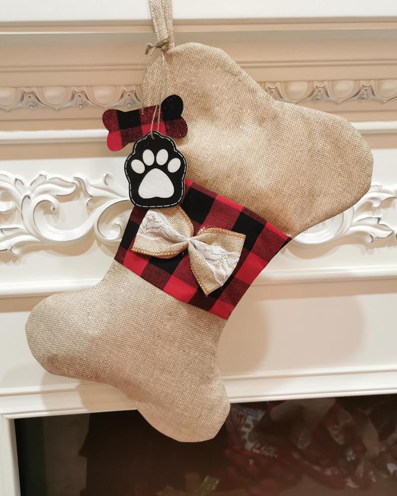 

1PCS Christmas Plaid Socks Ornaments, Style2
