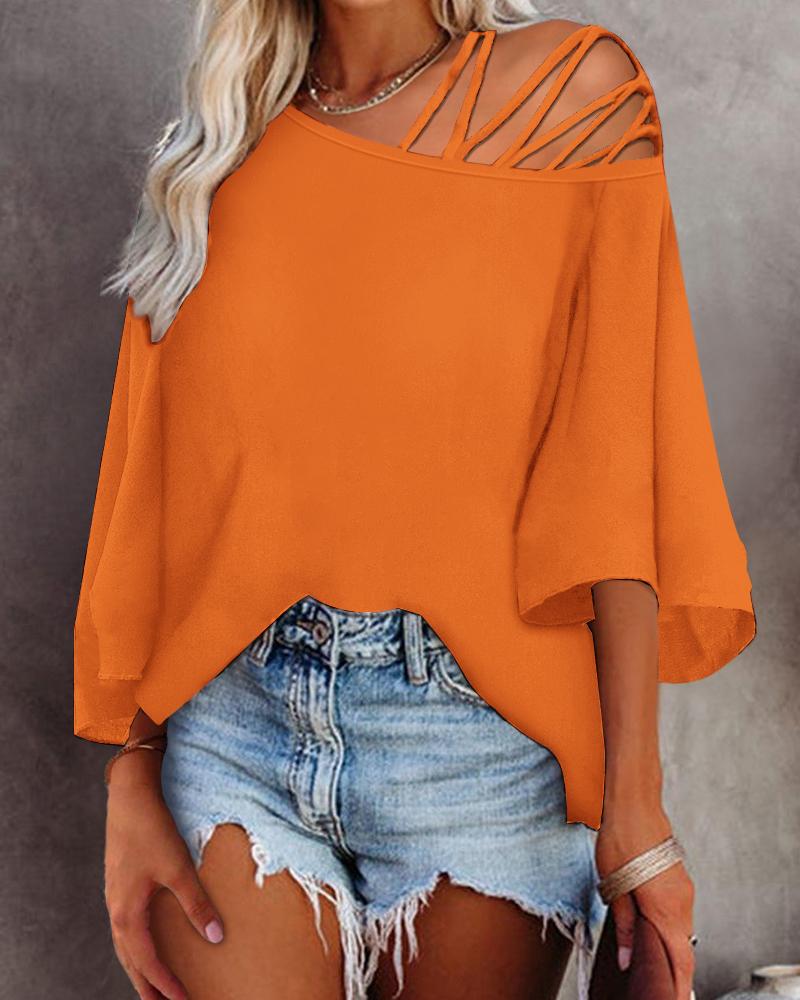 

Cold Shoulder Bell Sleeve Top, Orange