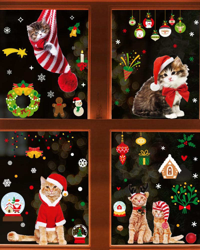 

1 Sheet Christmas Decorations Glass Window Pets Stickers, Style2