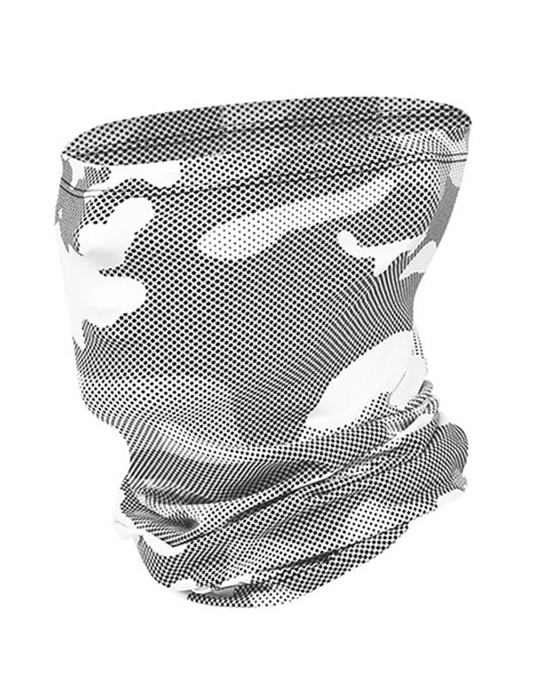 

Camouflage Print Breathable Face Bandana Headwrap, Gray