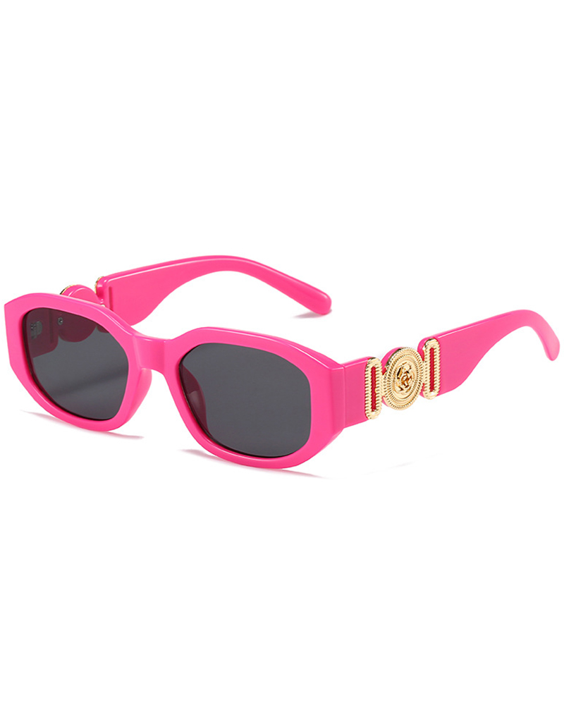 

1Pair Retro Wide Frame Square Rectangle Sunglasses, Hot pink