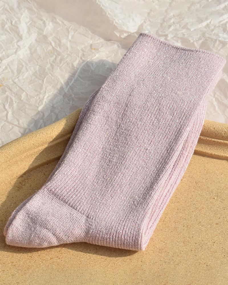 

1Pair Glitter Pastel Thermal Socks, Pink